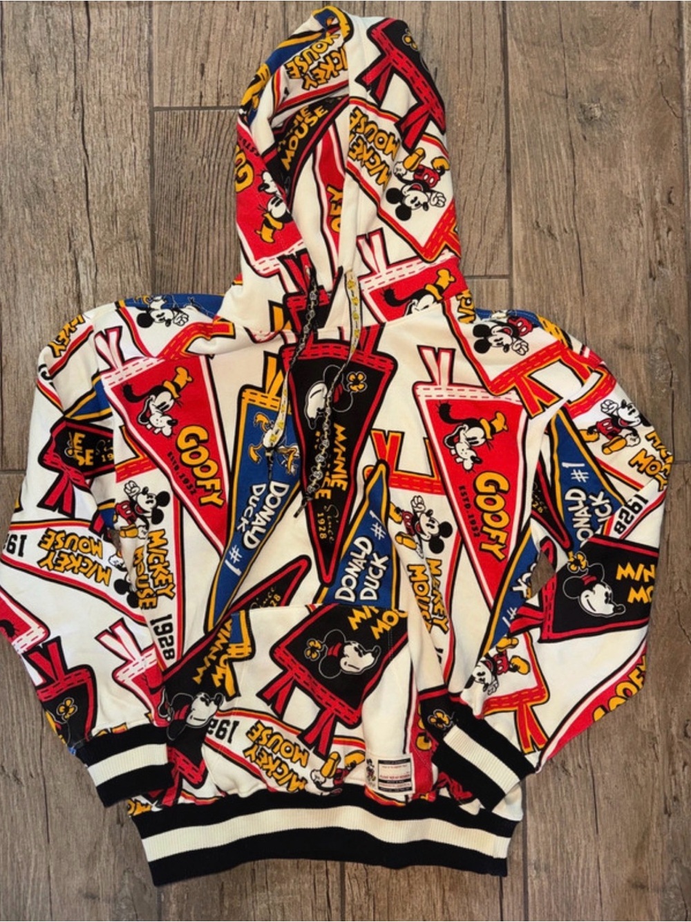 Disney White Multi-Color Mickey & Friends Hooded Puffer Jacket